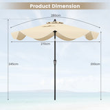 2.8M Patio Umbrella 2-Tier Market Table Umbrella with Crank Handle-Beige