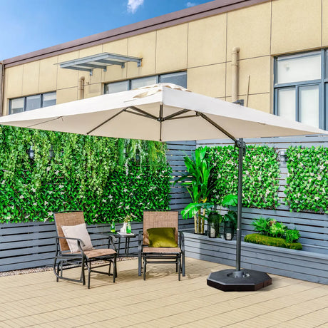 360 Rotation 8-Rib Cantilever Umbrella with 3 Tilt Settings for Garden and Cafe-Beige