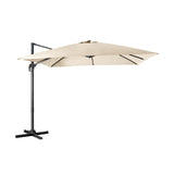 360 Rotation 8-Rib Cantilever Umbrella with 3 Tilt Settings for Garden and Cafe-Beige