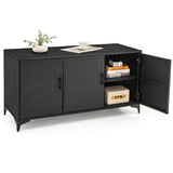 318 L Patio Wicker Storage Cabinet Deck Box with Removable Shelves-Black