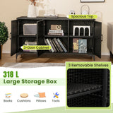 318 L Patio Wicker Storage Cabinet Deck Box with Removable Shelves-Black