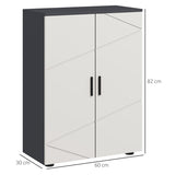 kleankin Small Bathroom Cabinet, Bathroom Storage Cabinet with 2-Doors Cupboard, 2 Adjustable Shelves and Soft Close Mechanism, Grey