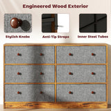 HOMCOM Chest of Drawers, Dresser with 6 Fabric Drawers - Grey and Rustic Brown