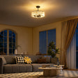 HOMCOM Crystal Ceiling Light, Semi Flush Mount Modern Crystal Chandelier Ceiling Light, E14 Base 3-Lights, Bulbs Not Included