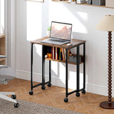 HOMCOM 63 cm Drop Leaf Writing Work Desk - Rustic Brown