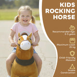 AIYAPLAY Ride On Horse, Plush Walking Horse Toy with Wheels and Saddle for Ages 3-5 Years Old, Dark Brown