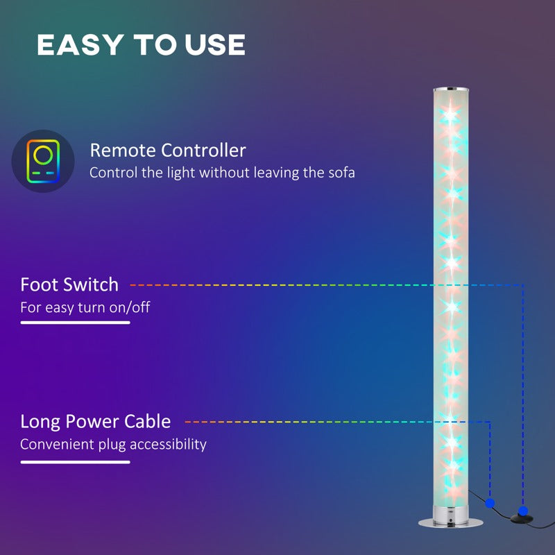 HOMCOM RGB Floor Lamp, Dimmable Corner Lamp with Remote Control & 16 Colours Effects, LED Modern Mood Lighting for Living Room Bedroom Gaming Room, Max Power 5W