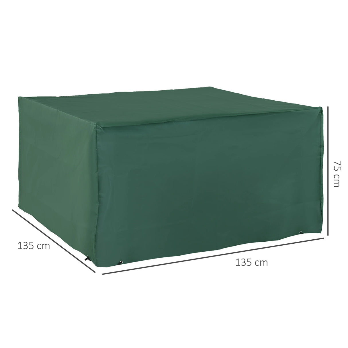 Outsunny Outdoor Garden Furniture Cover Waterproof, Anti-UV 600D Heavy Duty Oxford Fabric Patio Furniture Cover for Rectangular Sofa Table Set, Green, 135 x 135 x 75 cm