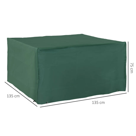 Outsunny Outdoor Garden Furniture Cover Waterproof, Anti-UV 600D Heavy Duty Oxford Fabric Patio Furniture Cover for Rectangular Sofa Table Set, Green, 135 x 135 x 75 cm