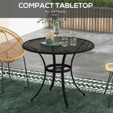 Outsunny Φ90cm Four-Seated Round Aluminium Garden Table, with Parasol Hole