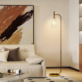 HOMCOM LED Floor Lamp for Living Room with Glass Lampshade, Modern Standing Lamp with Foot Switch, Adjustable Brightness, 2700K for Bedroom, Gold Tone