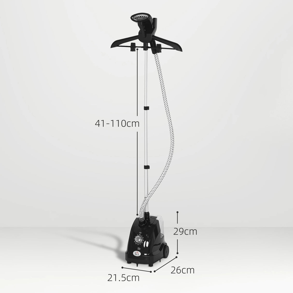 HOMCOM Clothes Steamer with Adjustable Pole Clothes Steamer 11 Steam Levels 41-110 cm Black