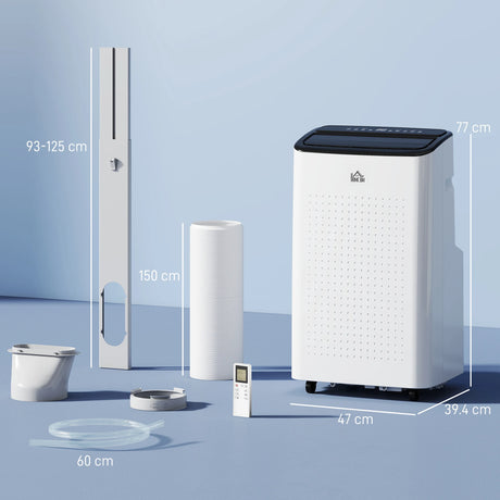 HOMCOM 14000 BTU Mobile Air Conditioner for Room up to 35m2, Smart Home WiFi Compatible, with Dehumidifier, Fan, 24H Timer