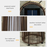 Outsunny Patio Garden PE Rattan Solar Lights Woven Resin Wicker Lantern Auto On/Off Solar Powered Lights for Porch, Yard, Lawn, Courtyard, Indoor & Outdoor  Brown