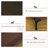 PawHut Large Raised Dog Bed Cat Elevated Lifted Cooling Portable Camping Basket Outdoor Indoor Mesh Pet Cot Metal Frame Brown