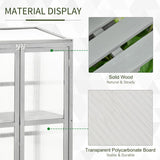 Outsunny Wooden Cold Frame Greenhouse Polycarbonate Garden Grow House for Flower Vegetable Plants with Adjustable Shelf, Double Doors, 76 x 47 x 110cm, Light Grey