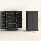 HOMCOM Kitchen Cupboard, Freestanding Multi-Storage Kitchen Pantry Cabinet with Adjustable Shelves, Black