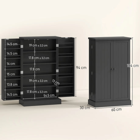 HOMCOM Kitchen Cupboard, Freestanding Multi-Storage Kitchen Pantry Cabinet with Adjustable Shelves, Black