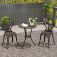 Outsunny 3 Piece Patio Bistro Set for 2, Outdoor Aluminium Garden Table and Chairs with Umbrella Hole for Balcony, Bronze Tone