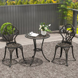 Outsunny 3 Piece Patio Bistro Set for 2, Outdoor Aluminium Garden Table and Chairs with Umbrella Hole for Balcony, Bronze Tone