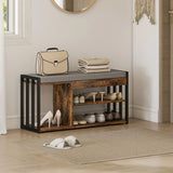 HOMCOM Shoe Storage with Seat, Upholstered Entryway Bench, Shoe Bench with 3 Open Shelves for Hallway, Rustic Brown