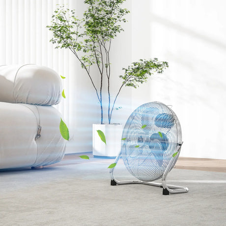 HOMCOM Metal Floor Fan with 3 Speeds & 120 Adjustable Tilt - Silver Tone
