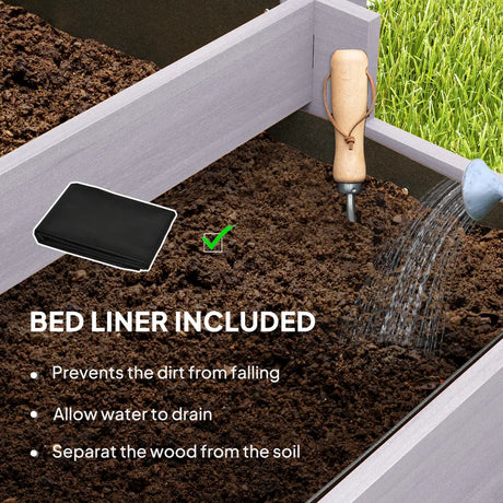 Outsunny 3 Tier Garden Planters with Trellis for Vine Climbing, Wooden Raised Beds, 95x95x110cm, Grey