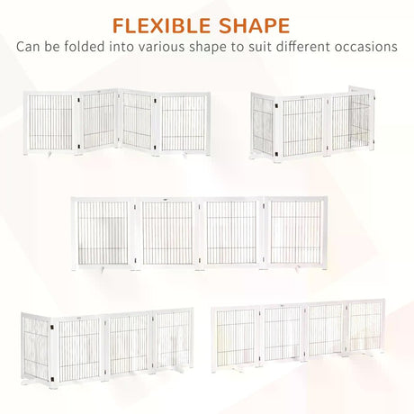 PawHut Freestanding Folding Pet Gate 4 Panels Dog Puppy Barrier with Support Feet