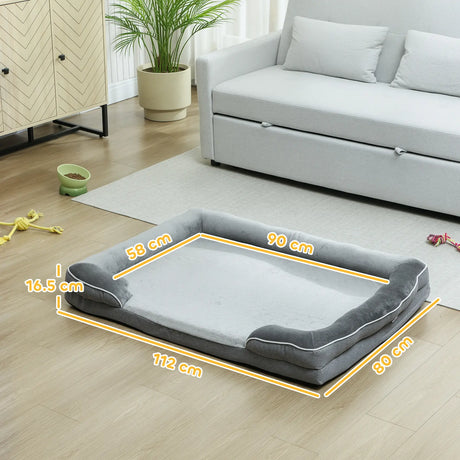 PawHut Dog Sofa Bed, Washable Pet Bed with Removable Cover and Non-Slip Bottom for Small, Medium and Large Dogs, Grey