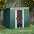 Outsunny 6.5 x 4FT Galvanised Metal Shed with Foundation Kit, Lockable Tool Garden Shed with Double Sliding Doors, Vents, Green