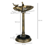 Outsunny 81cm Tall Bird Bath with 2 Decorative Birds, Vintage Style Birdbath with Flower Planter Base, Bird Bath Bowl for Garden, Bronze Tone
