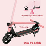 SPORTNOW Folding Electric Scooter for Kids, with Dual Brakes, Front Suspension, LED Colourful Lights, Pink