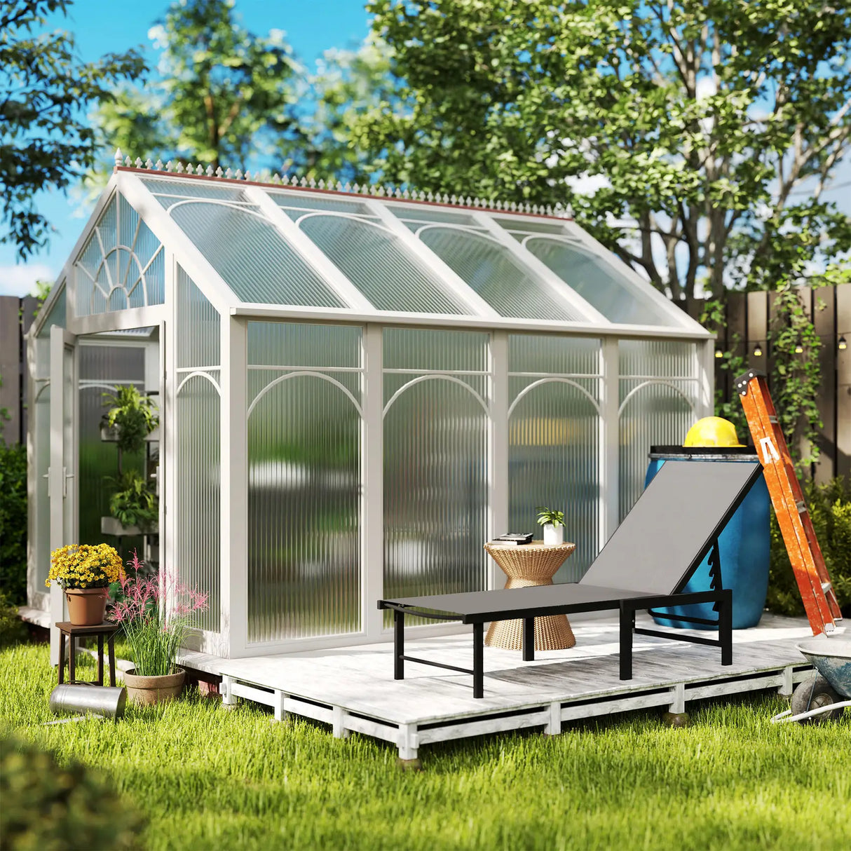 Outsunny Reclining Sun Lounger - Grey