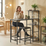 HOMCOM 3 Piece Breakfast Bar Table and Stools Set, Washed Grey