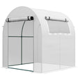 Outsunny Walk in Polytunnel Greenhouse, Green House for Garden with Roll-up Window and Door, 1.8 x 1.8 x 2 m, White