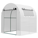 Outsunny Walk in Polytunnel Greenhouse, Green House for Garden with Roll-up Window and Door, 1.8 x 1.8 x 2 m, White