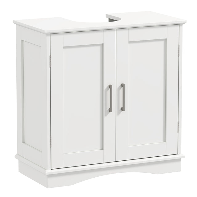 60 cm Pedestal Sink Bathroom Vanity Cabinet with Adjustable Shelf-White