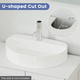 60 cm Pedestal Sink Bathroom Vanity Cabinet with Adjustable Shelf-White
