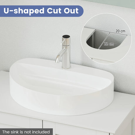 60 cm Pedestal Sink Bathroom Vanity Cabinet with Adjustable Shelf-White