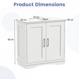 60 cm Pedestal Sink Bathroom Vanity Cabinet with Adjustable Shelf-White