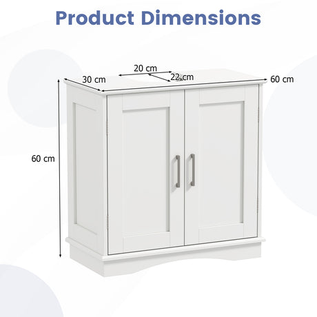 60 cm Pedestal Sink Bathroom Vanity Cabinet with Adjustable Shelf-White