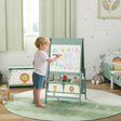 AIYAPLAY Art Easel for Kids, Double-Sided Whiteboard/Blackboard with Paper Roll, Two Storage Boxes, for Ages 3-8 Years, Green