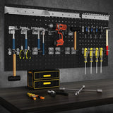 Wall-Mounted Pegboard Tool Organizing Kit with 28 PCS Hanging Accessories-Black