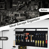 Wall-Mounted Pegboard Tool Organizing Kit with 28 PCS Hanging Accessories-Black