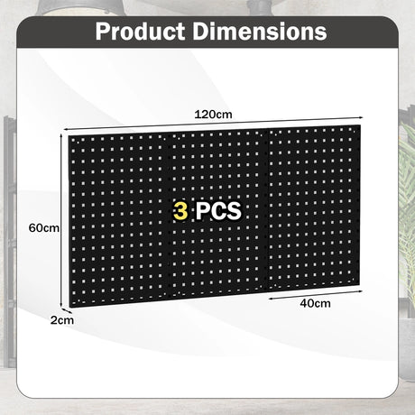 Wall-Mounted Pegboard Tool Organizing Kit with 28 PCS Hanging Accessories-Black