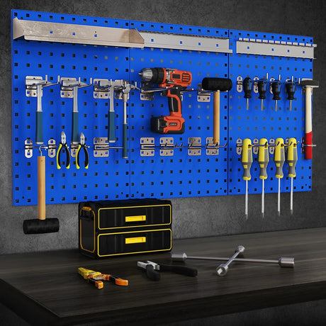 Wall-Mounted Pegboard Tool Organizing Kit with 28 PCS Hanging Accessories-Navy