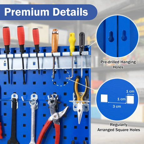 Wall-Mounted Pegboard Tool Organizing Kit with 28 PCS Hanging Accessories-Navy