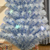 HOMCOM 5FT Artificial Fibre Optic Christmas Tree Seasonal Decoration w/ LED Lights Pre-Lit Easy Store White Blue