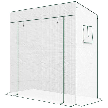 Outsunny PE Cover Walk-in Outdoor Greenhouse, White