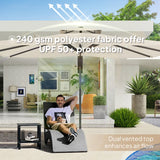 Outsunny 3.7 x 2.7 m Cantilever Parasol w/ 360 Rotation and Easy Tilt Adjustment, Aluminium Hanging Offset Outdoor Umbrella w/ Double Top and Cross Base, UPF50+ Hanging Sun Shade, Black